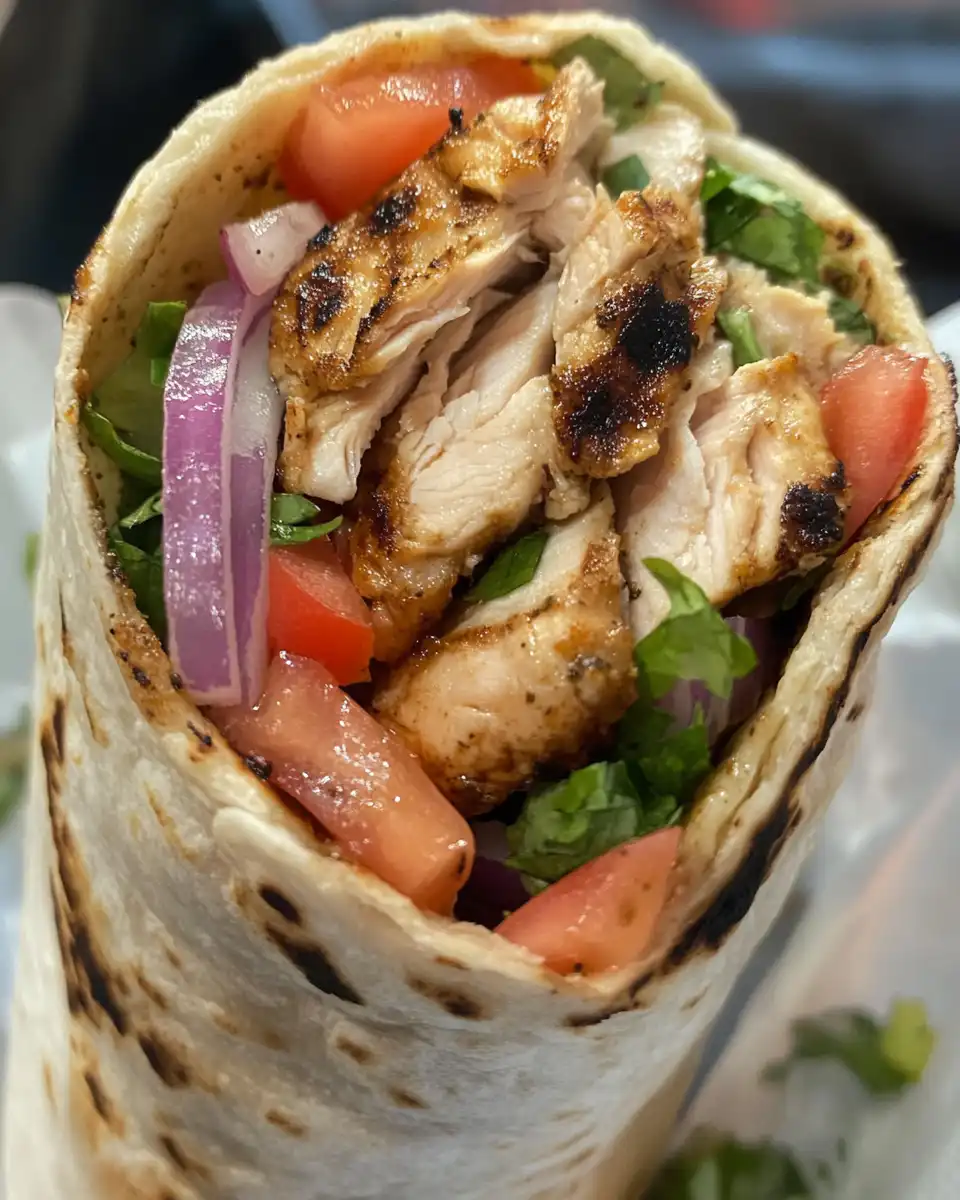 Juicy grilled chicken shawarma wraps fresh and ready to serve