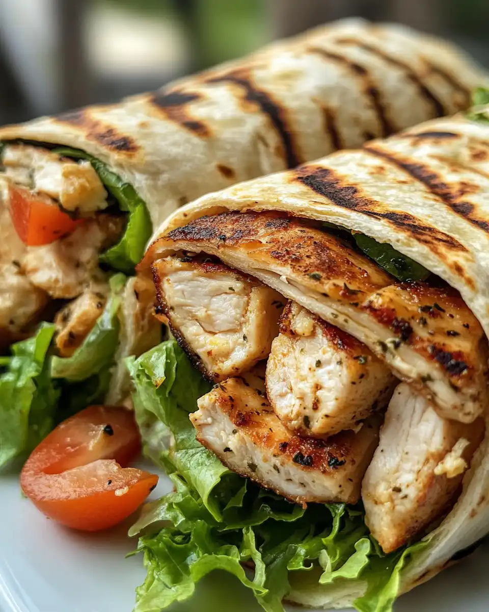 Ingredients for grilled lemon chicken flatbread wrap including fresh lemon and garlic