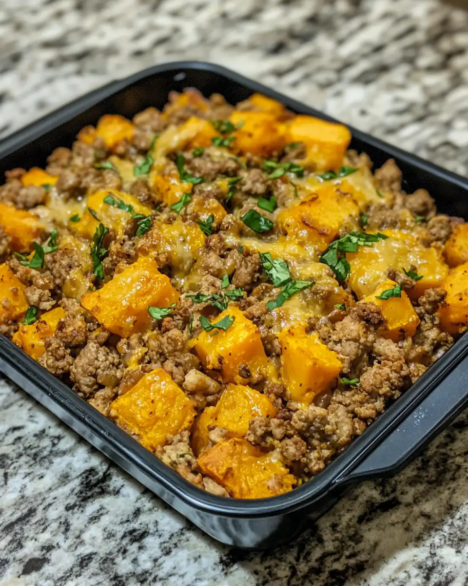 Final plated ground turkey sweet potato skillet ready to serve