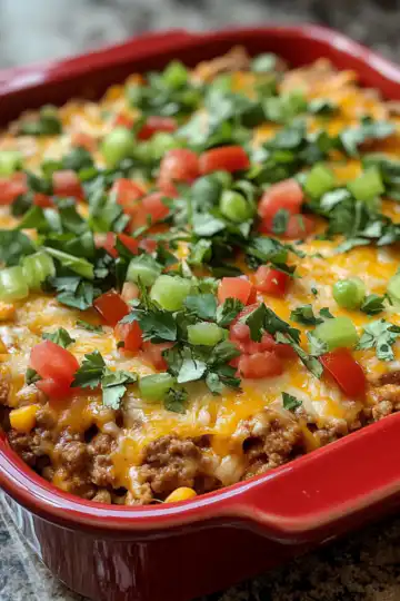 Healthy Taco Casserole taken with iphone 15 pro max --iw 2 --ar 4:5 --v 6.1 --raw