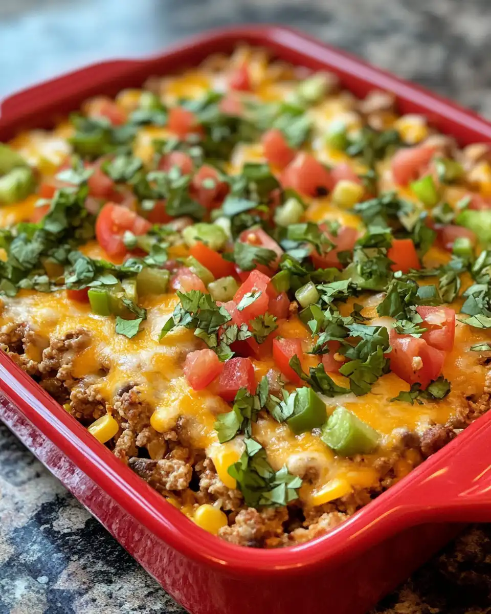 Ingredients for taco casserole ready to cook in pressure cooker