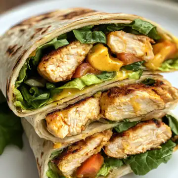 Honey Mustard Chicken Wraps taken with iphone 15 pro max --iw 2 --ar 4:5 --v 6.1 --raw