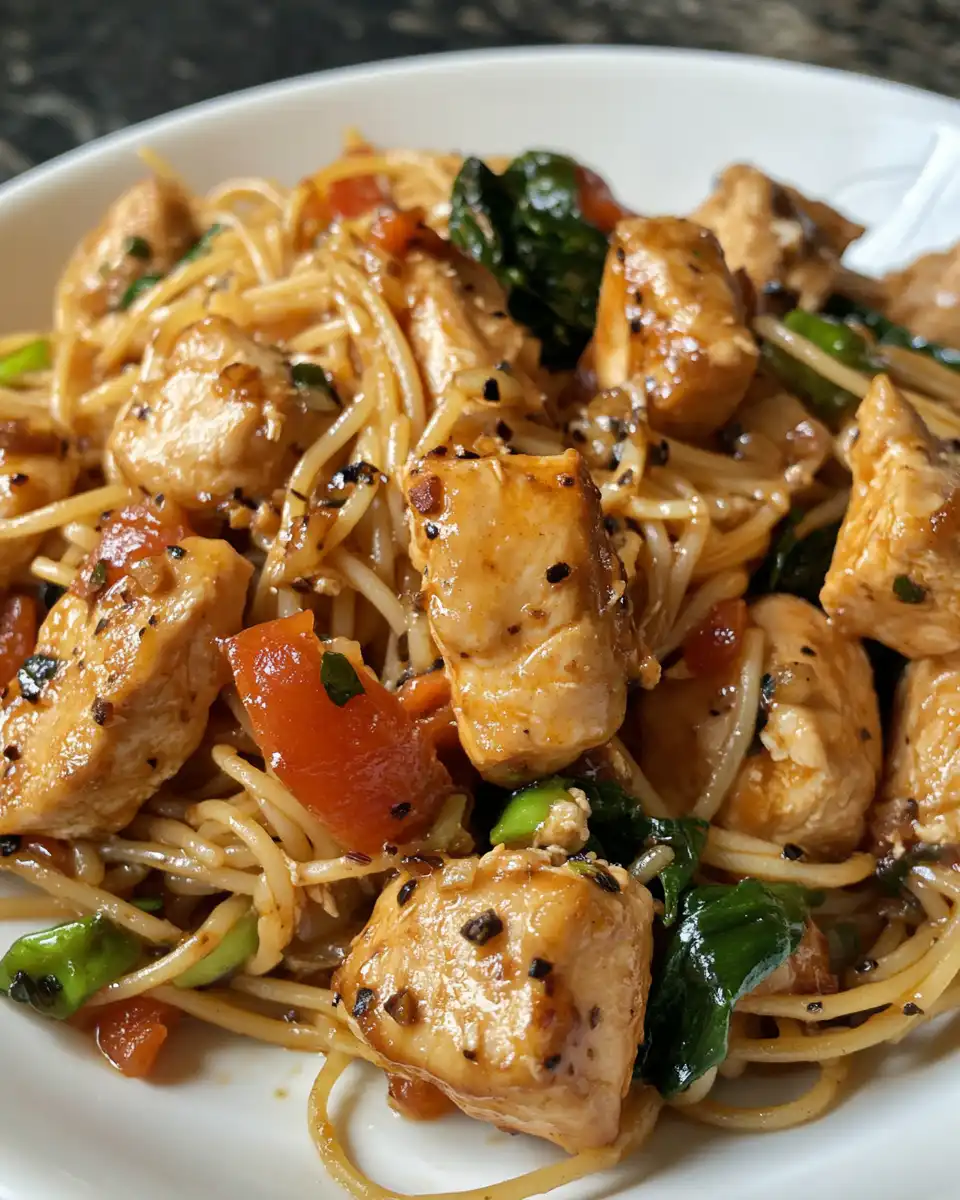Fresh ingredients including cubed chicken, honey, pepper, garlic, and pasta for pressure cooker recipe