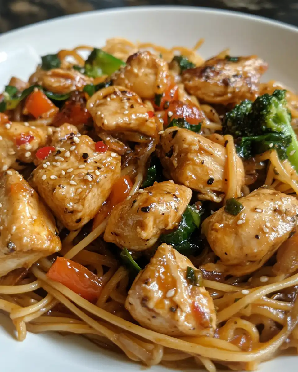 Honey pepper chicken with creamy garlic butter pasta cooked in pressure cooker