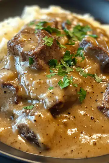 how to make easy crock pot cube steak with gravy best recipe taken with iphone 15 pro max --iw 2 --ar 4:5 --v 6.1 --raw