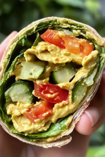 Hummus Veggie Wrap taken with iphone 15 pro max --iw 2 --ar 4:5 --v 6.1 --raw
