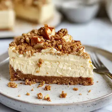 Incredible Vegan Apple Crumble Cheesecake taken with iphone 15 pro max --iw 2 --ar 4:5 --v 6.1 --raw