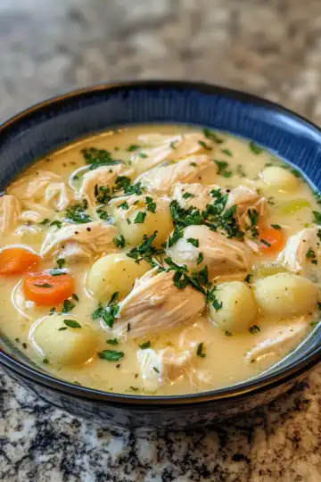 Instant Pot Chicken And Gnocchi Soup taken with iphone 15 pro max --iw 2 --ar 4:5 --v 6.1 --raw