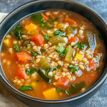 Instant Pot Vegan Vegetable And Barley Soup taken with iphone 15 pro max --iw 2 --ar 4:5 --v 6.1 --raw