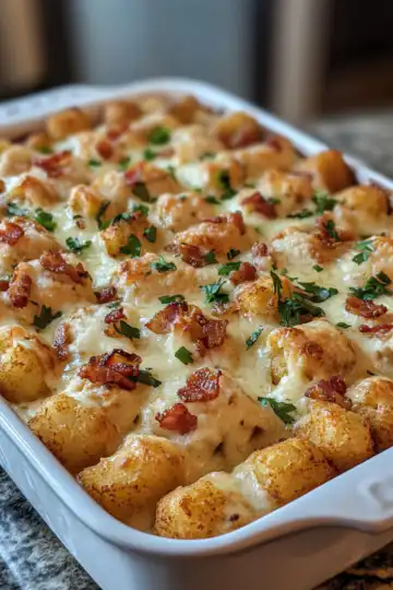 irresistible chicken bacon ranch tater tot casserole easy taken with iphone 15 pro max --iw 2 --ar 4:5 --v 6.1 --raw