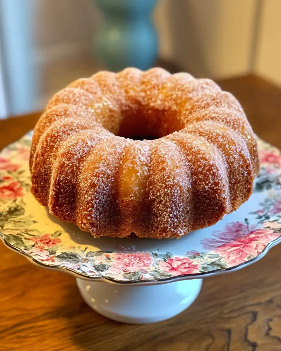 Pouring batter with apple slices into cake pan for pressure cooker donut cake