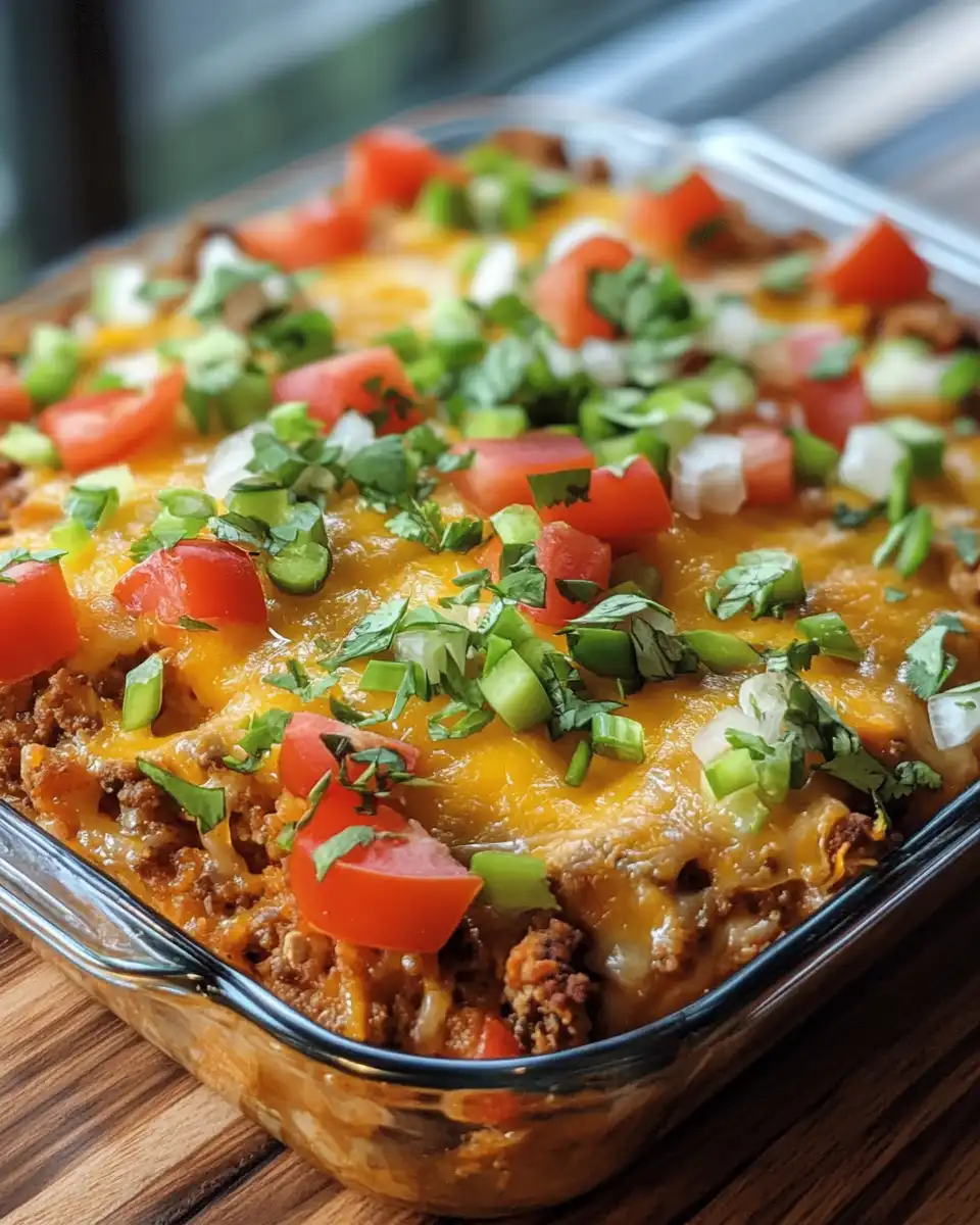 Pressure cooker taco casserole ingredients mixing in pan