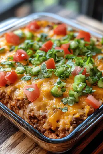 Keto Taco Casserole taken with iphone 15 pro max --iw 2 --ar 4:5 --v 6.1 --raw