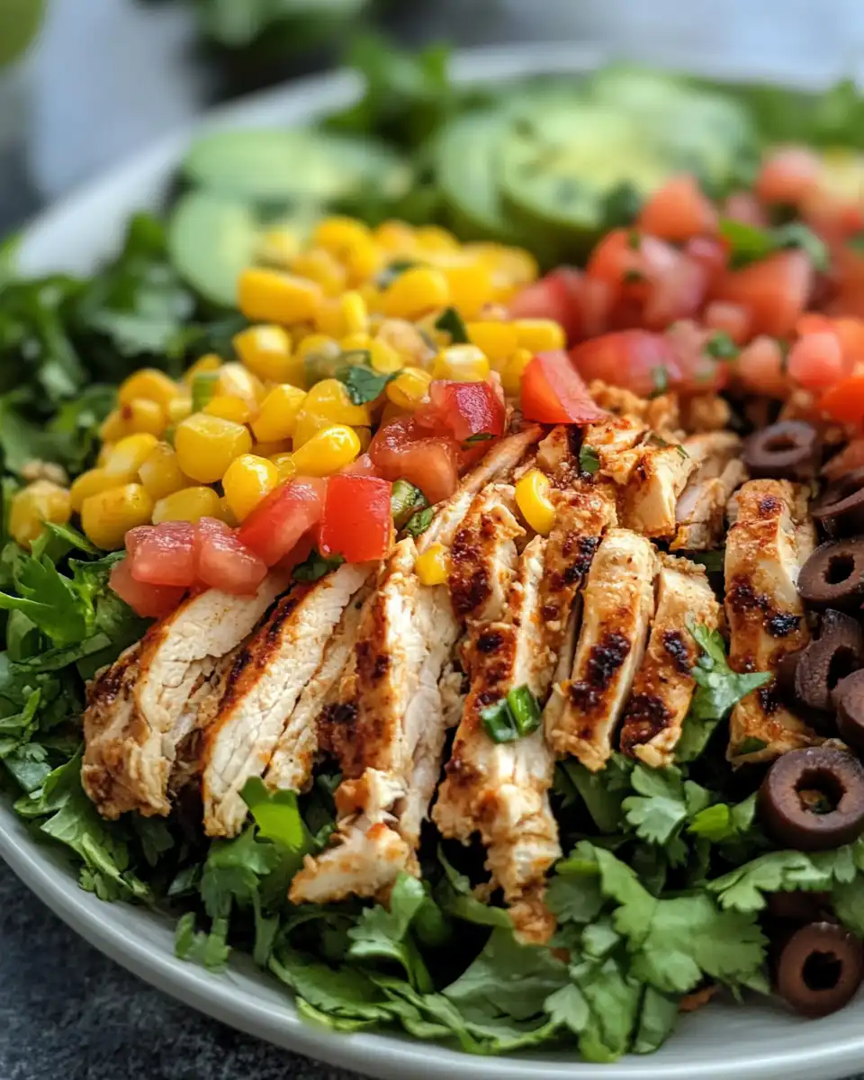 Ingredients for chicken taco salad including lettuce, chicken, beans, cheese, and salsa