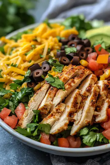 Layered Chicken Taco Salad taken with iphone 15 pro max --iw 2 --ar 4:5 --v 6.1 --raw