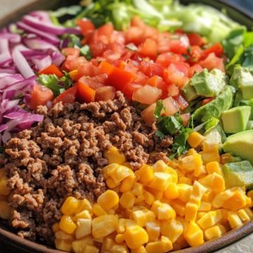 Layered Taco Salad taken with iphone 15 pro max --iw 2 --ar 4:5 --v 6.1 --raw