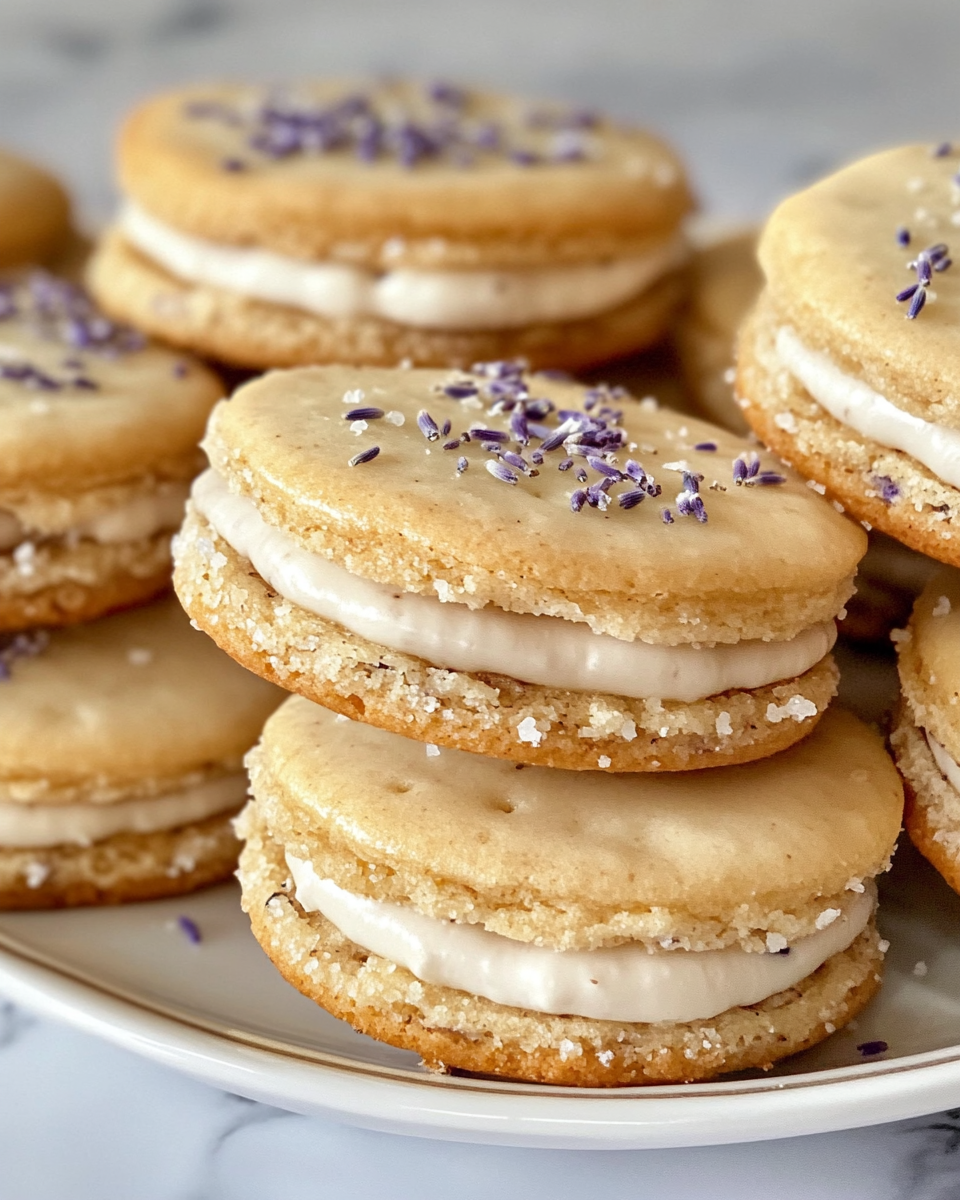 Ingredients laid out for lemon lavender sandwich cookies with flour, butter, sugar, and lavender