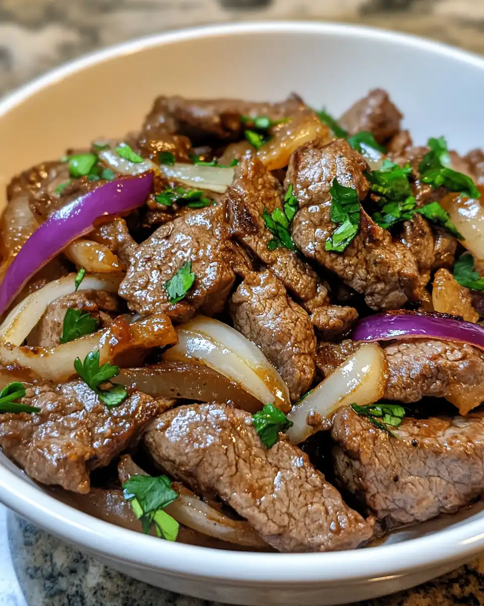 Close-up of sizzling bell peppers and onions in the pressure cooker