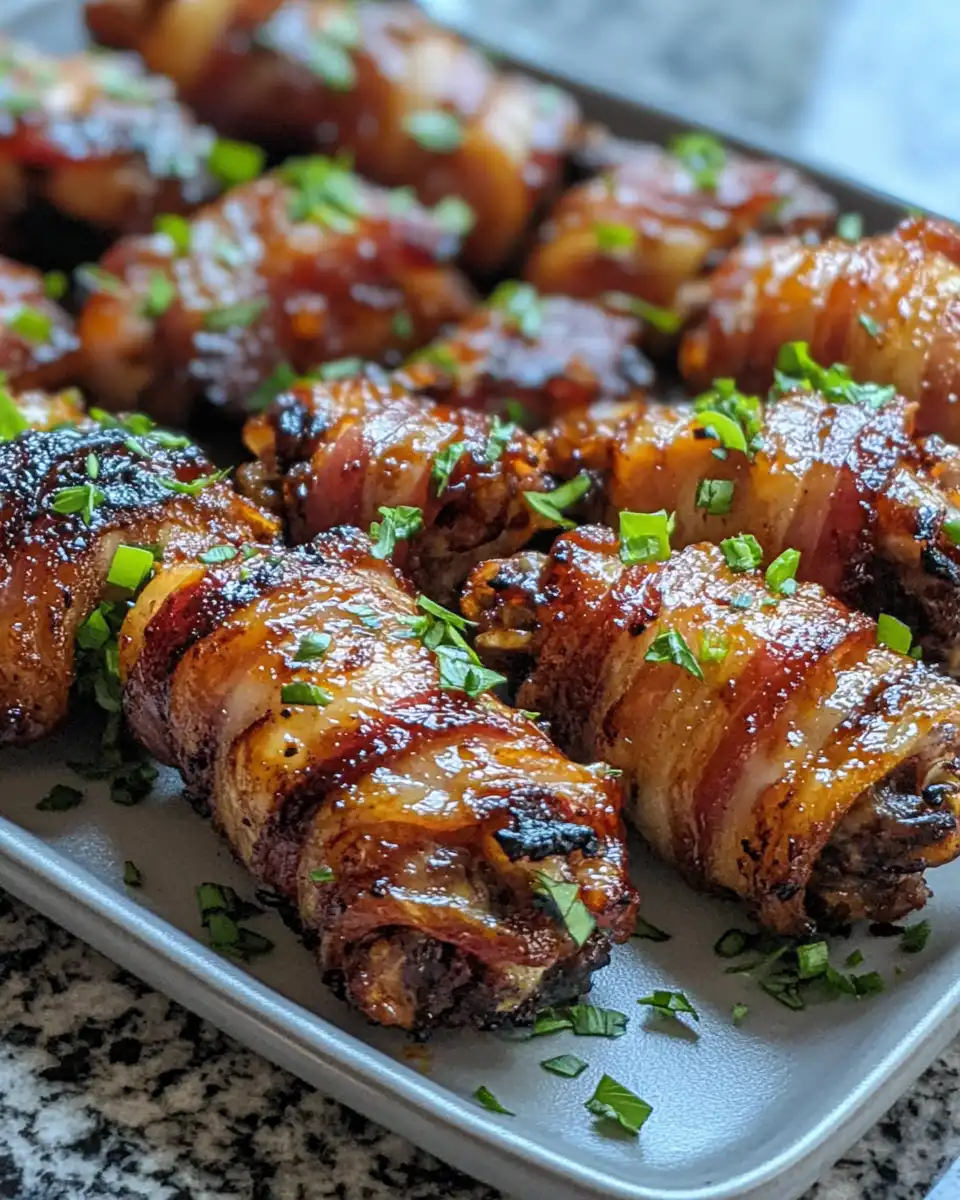 Maple BBQ bacon wrapped chicken wings fresh out of pressure cooker