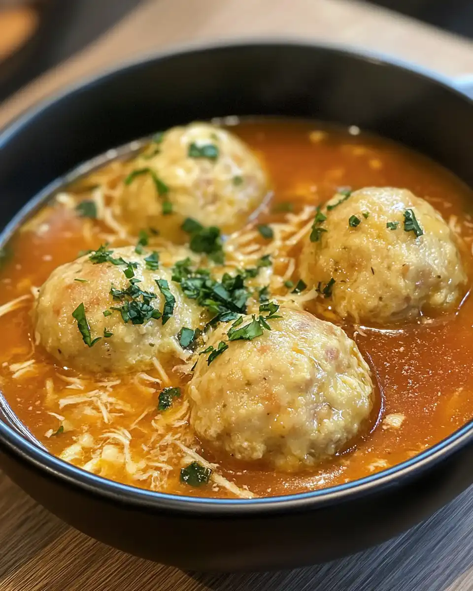 Plated Marry Me Chicken Meatballs covered in creamy sauce garnished with fresh basil