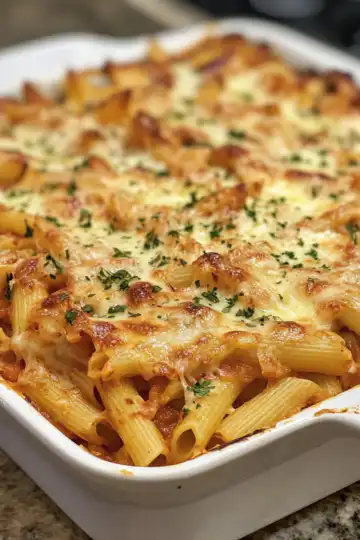 Marry Me Chicken Pasta Bake taken with iphone 15 pro max --iw 2 --ar 4:5 --v 6.1 --raw