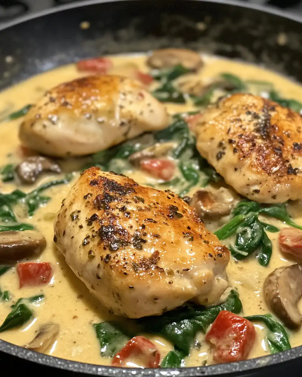 Ingredients for creamy Tuscan chicken pasta including tomato paste and sun-dried tomatoes