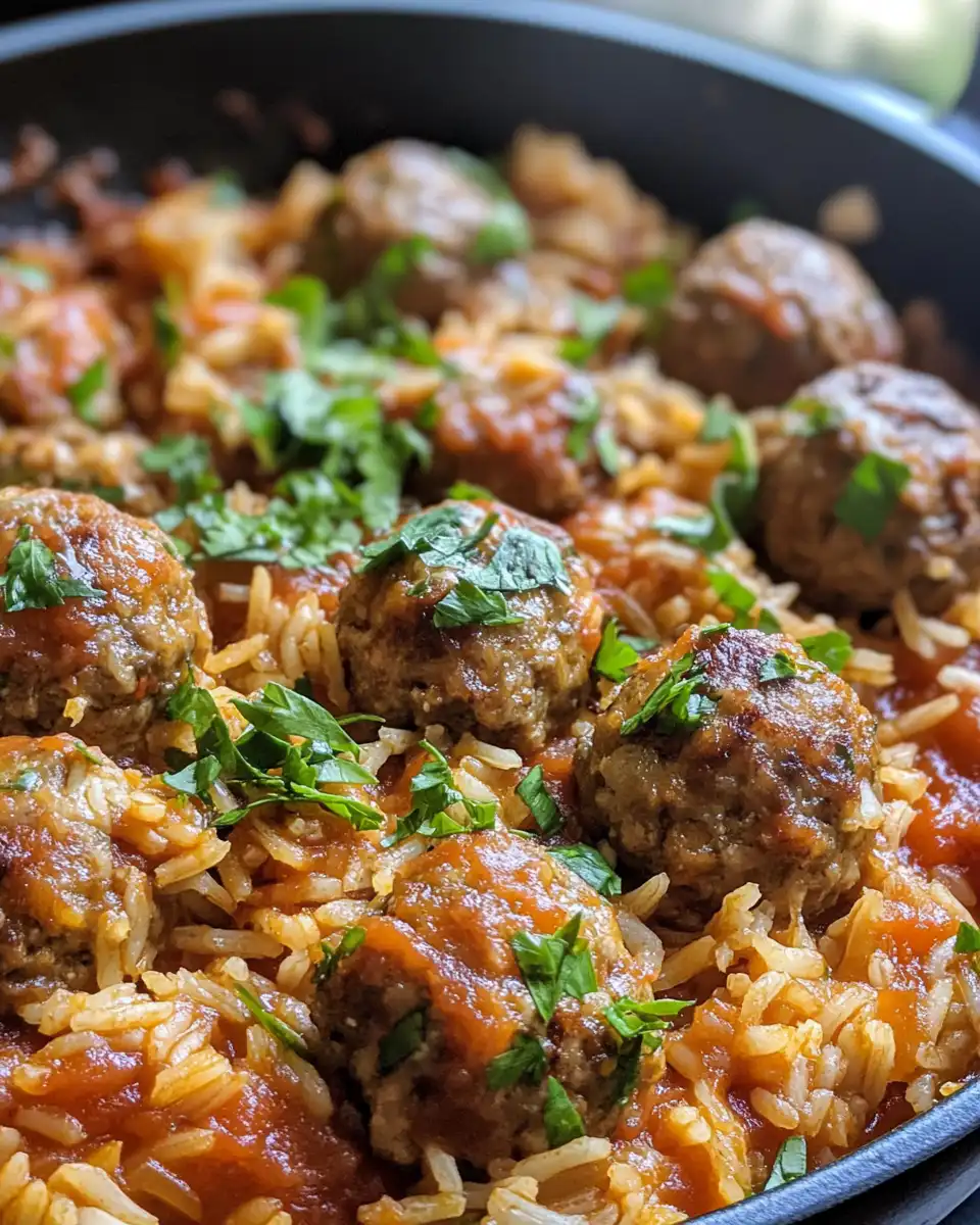 Cooking meatballs in skillet with lemon butter sauce and caramelized lemon slices