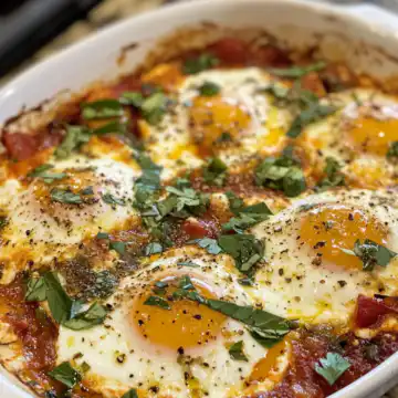 mediterranean baked feta eggs taken with iphone 15 pro max --iw 2 --ar 4:5 --v 6.1 --raw