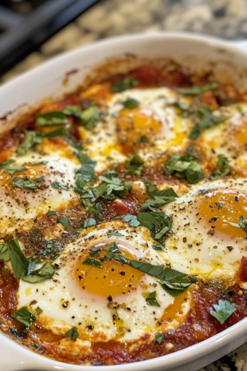 mediterranean baked feta eggs taken with iphone 15 pro max --iw 2 --ar 4:5 --v 6.1 --raw