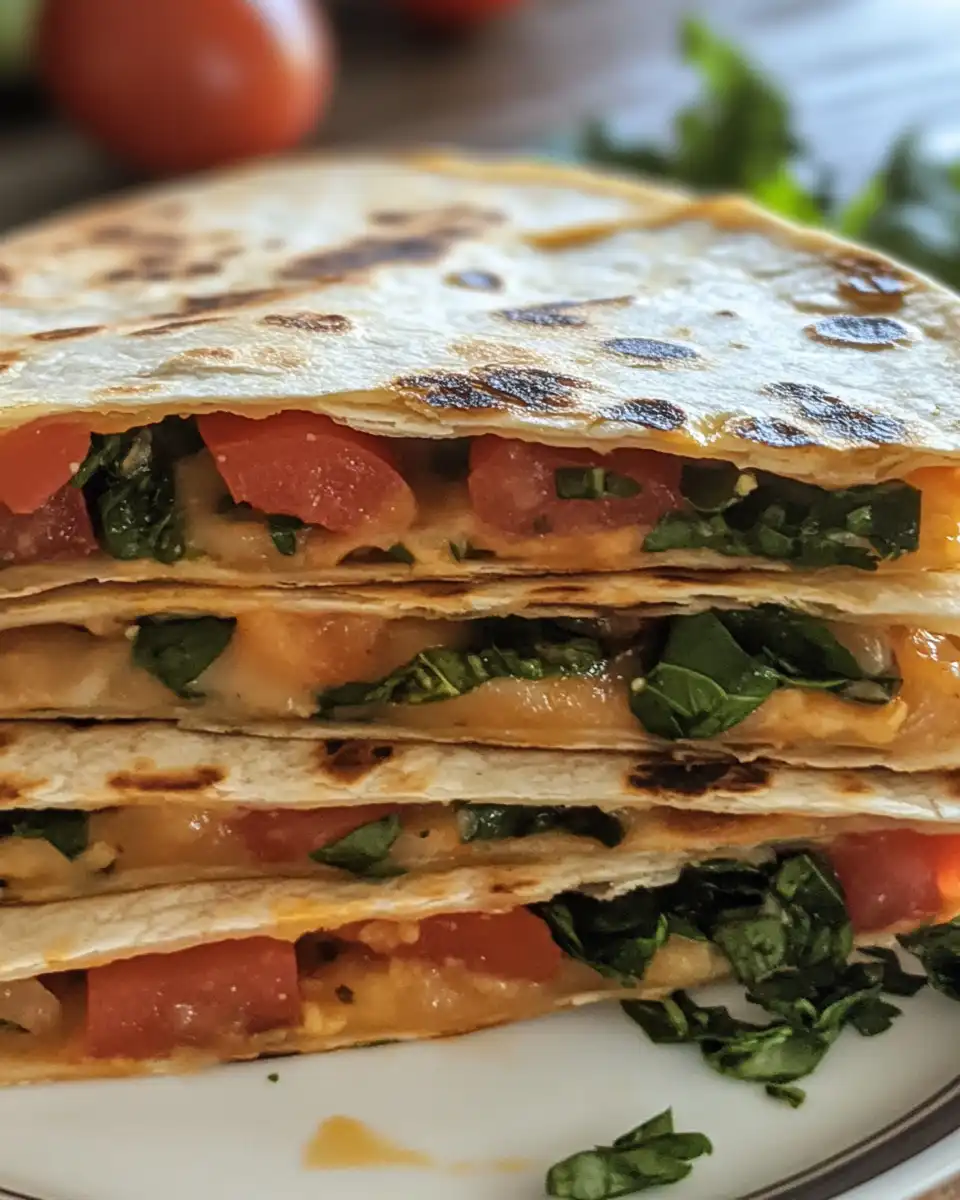 Mediterranean quesadilla fresh out of the pressure cooker with golden tortillas