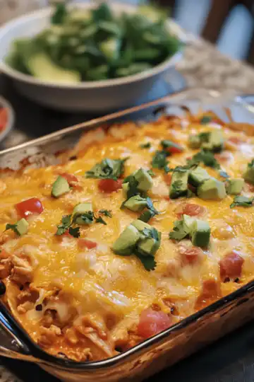 Mix And Bake Chicken Taco Casserole taken with iphone 15 pro max --iw 2 --ar 4:5 --v 6.1 --raw
