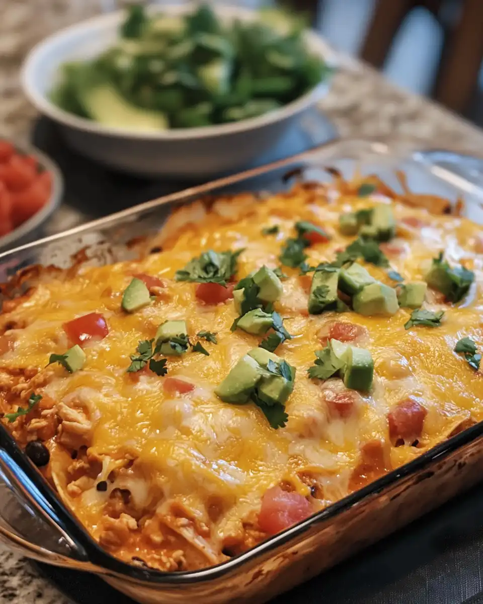 Mixing ingredients for chicken taco casserole into a bowl