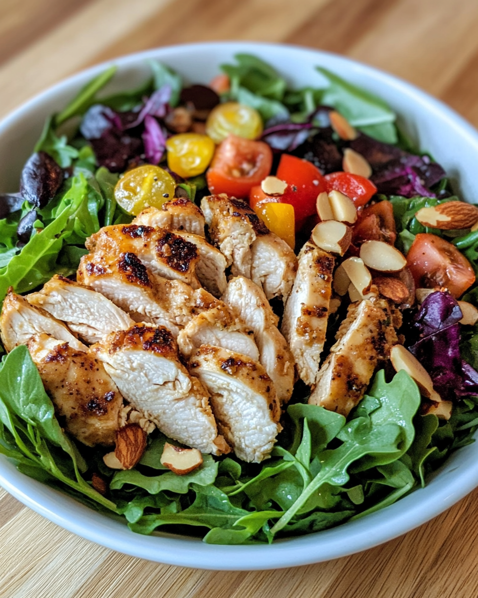 Ingredients for almond chicken salad including almonds, grapes, and Greek yogurt
