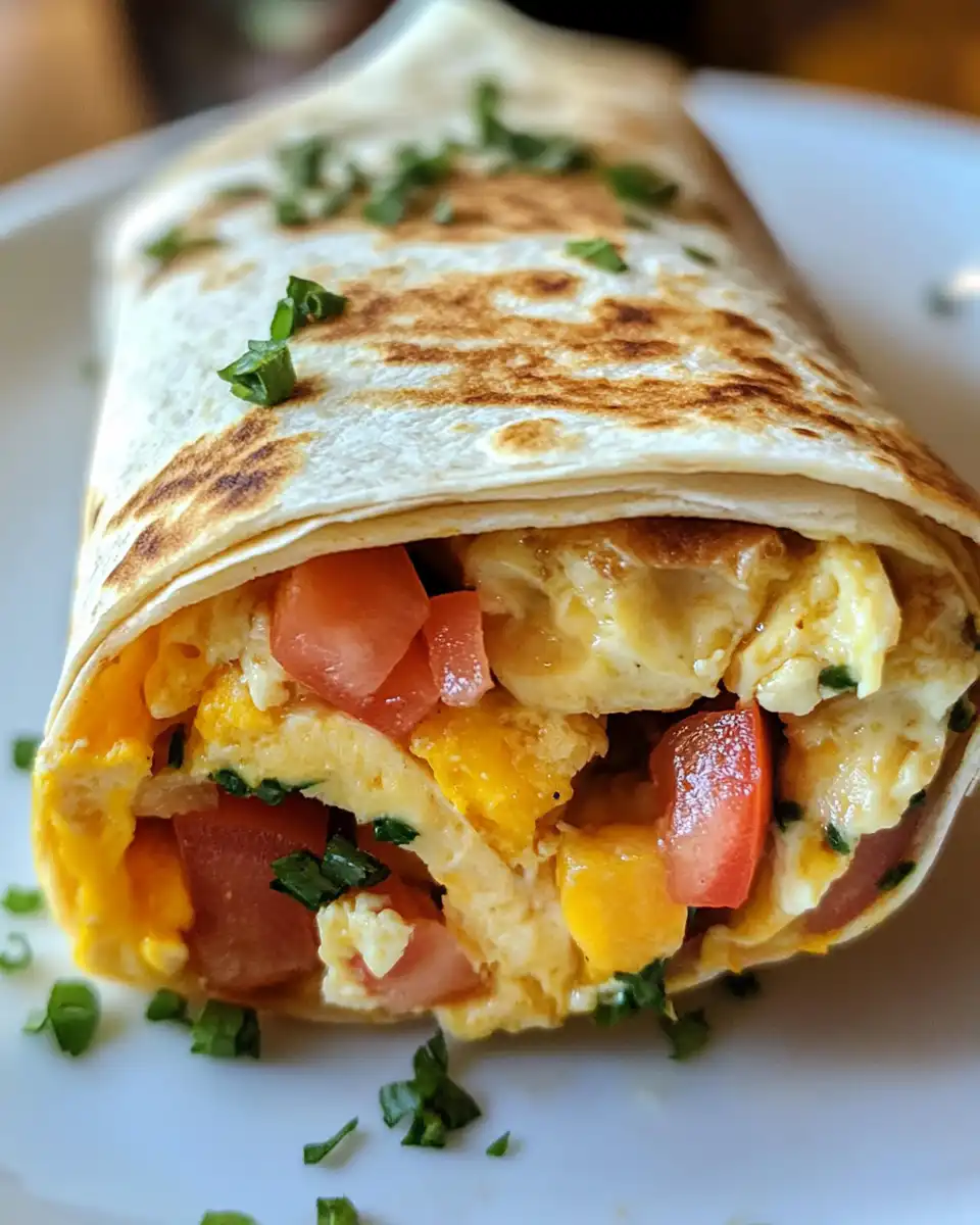 Tortilla Wrapped Omelet breakfast wrap freshly made and ready to eat