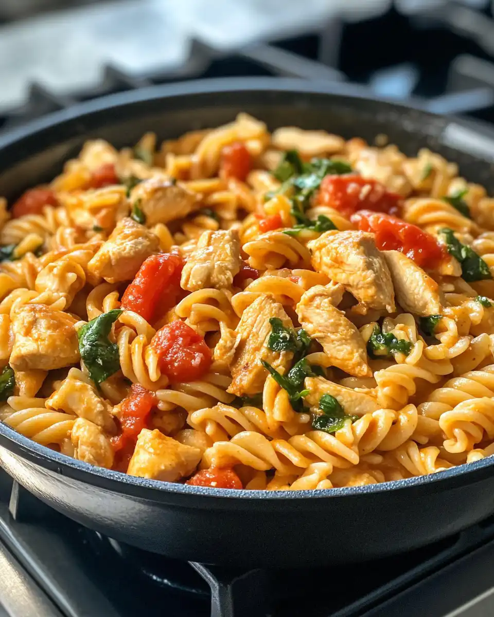 Ingredients for One Pot Marry Me Chicken Pasta including sun-dried tomatoes, chicken, pasta, spinach, and cheese