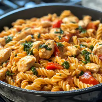 One Pot Marry Me Chicken Pasta taken with iphone 15 pro max --iw 2 --ar 4:5 --v 6.1 --raw