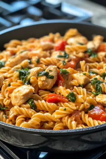 One Pot Marry Me Chicken Pasta taken with iphone 15 pro max --iw 2 --ar 4:5 --v 6.1 --raw