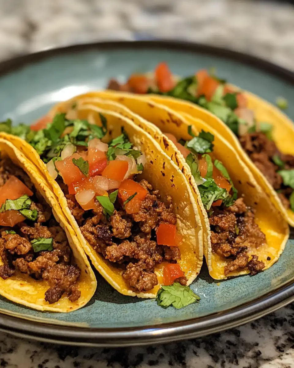 Ingredients for oven baked beef tacos including ground beef, tortillas, cheese, and toppings