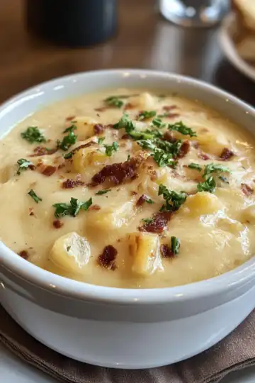 Panera Bread Baked Potato Soup Copycat taken with iphone 15 pro max --iw 2 --ar 4:5 --v 6.1 --raw