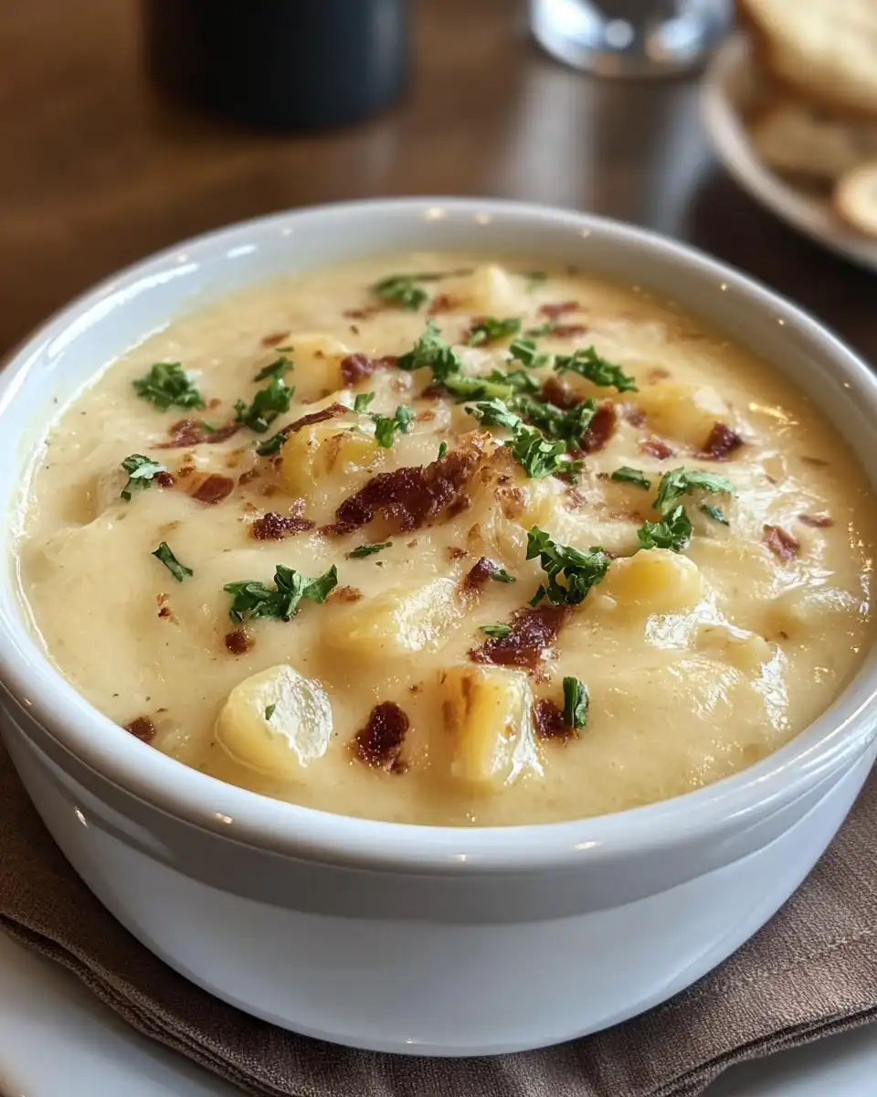Steam rising as pressure cooker starts for baked potato soup