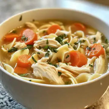 Panera Homestyle Chicken Noodle Soup Copycat taken with iphone 15 pro max --iw 2 --ar 4:5 --v 6.1 --raw