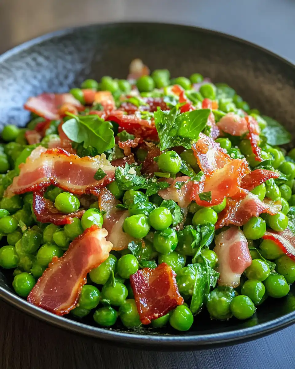 Pea and bacon salad fresh and creamy inside pressure cooker