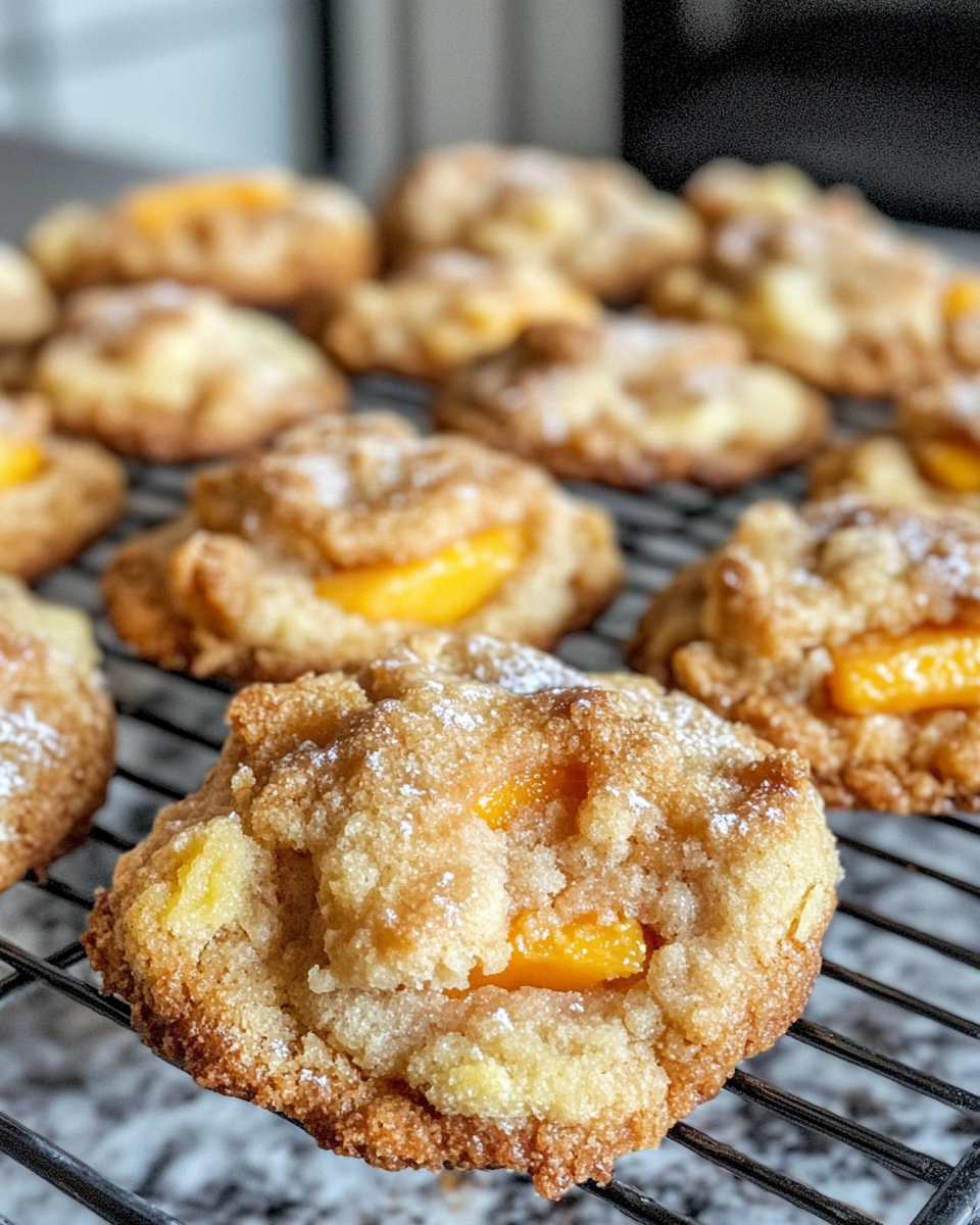 Freshly baked peach cobbler cookies fresh out of the pressure cooker