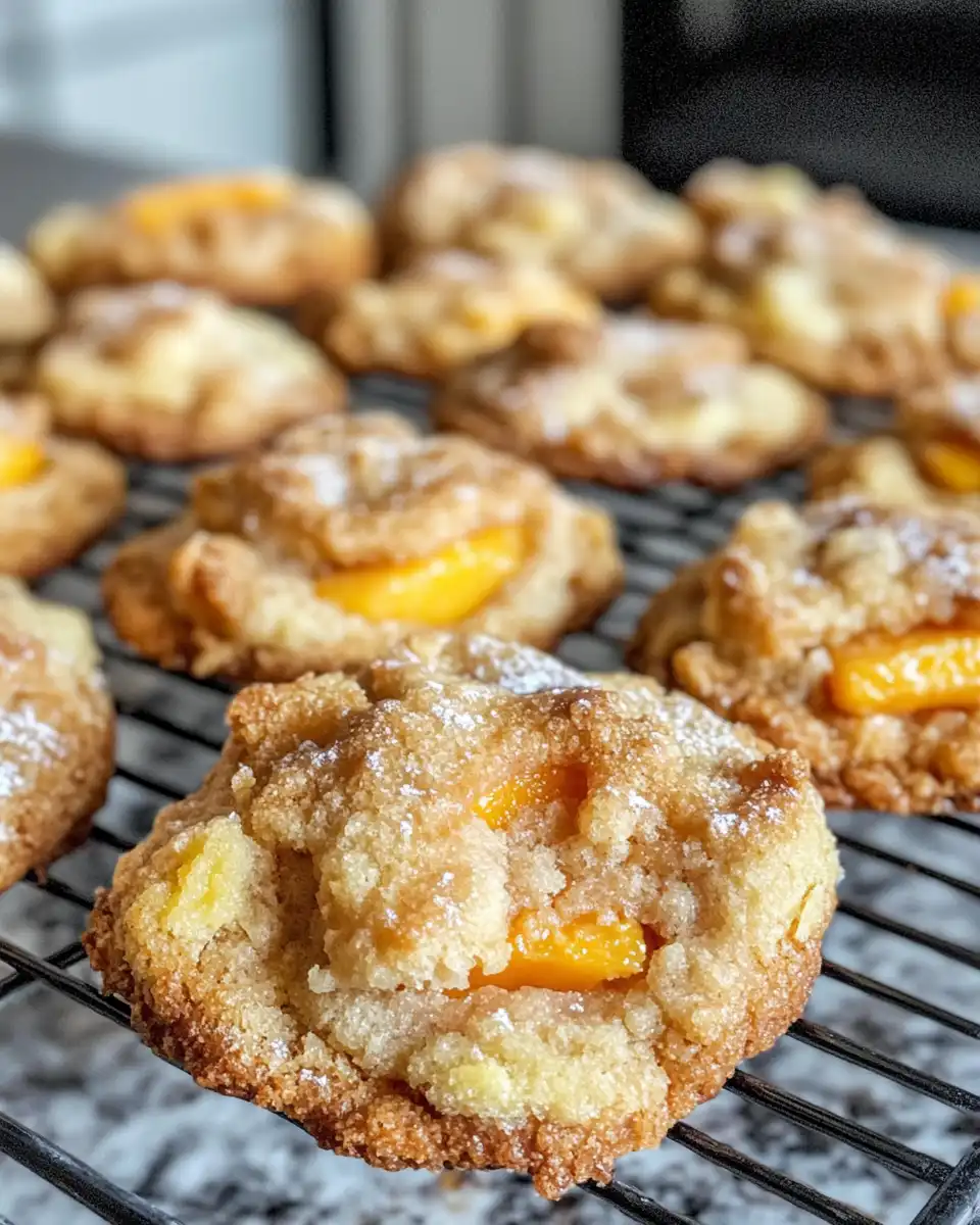 Freshly baked peach cobbler cookies fresh out of the pressure cooker