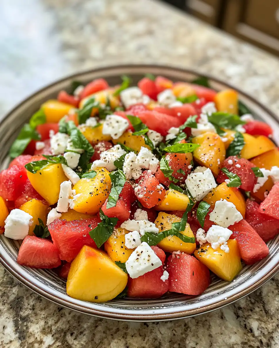 Pressure cooker process for watermelon peach salad