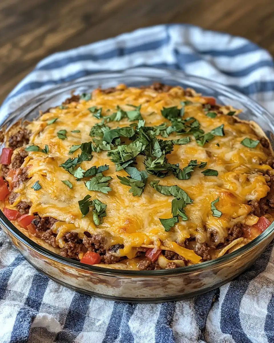 Tender slice of crustless keto taco pie showing cheesy layers