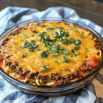 Perfect Crustless Taco Pie taken with iphone 15 pro max --iw 2 --ar 4:5 --v 6.1 --raw