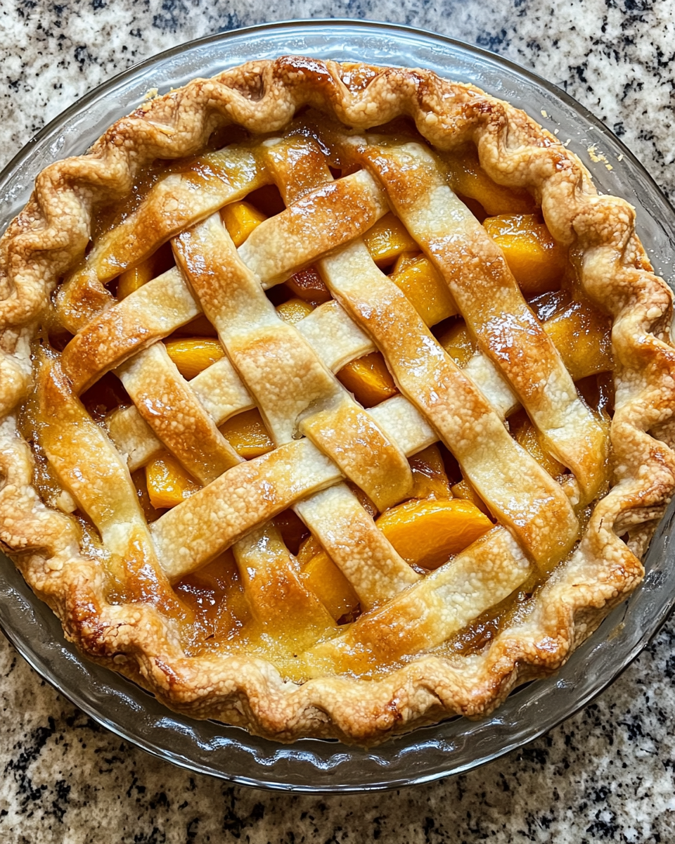 Pressure cooker releasing steam with peach pie aroma filling the kitchen
