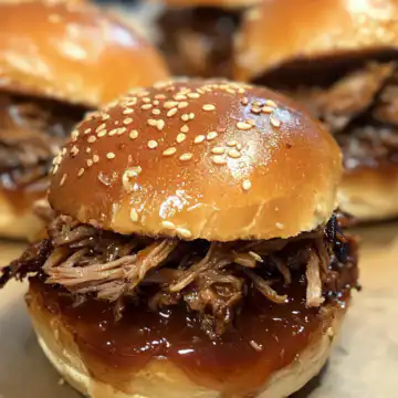 Pulled Pork & Apple Cider Sliders taken with iphone 15 pro max --iw 2 --ar 4:5 --v 6.1 --raw