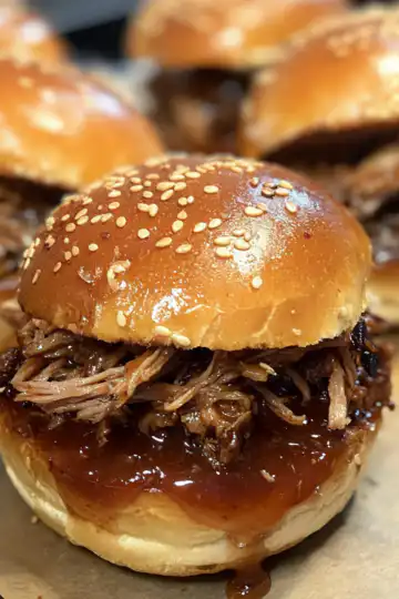 Pulled Pork & Apple Cider Sliders taken with iphone 15 pro max --iw 2 --ar 4:5 --v 6.1 --raw